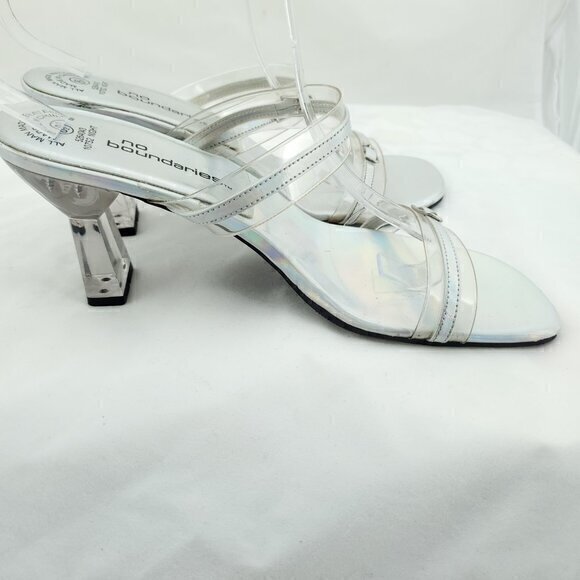 VTG Y2K Clear/Holographic Silver Lucite Slip-On Sandals No Boundaries 8.5 - Picture 9 of 12